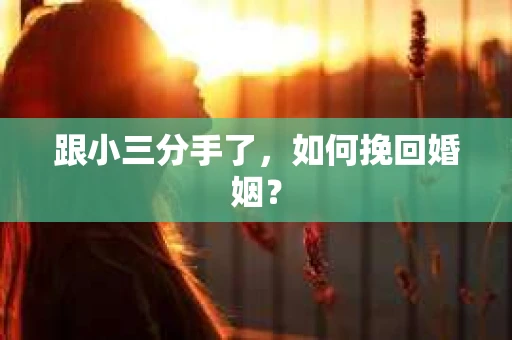 跟小三分手了，如何挽回婚姻？