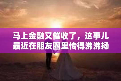 马上金融又催收了，这事儿最近在朋友圈里传得沸沸扬扬。说实话，我也有点好奇，这马上金融到底是怎么回事？催收又是怎么一回事？今天，我就来跟大家聊聊这个话题。
