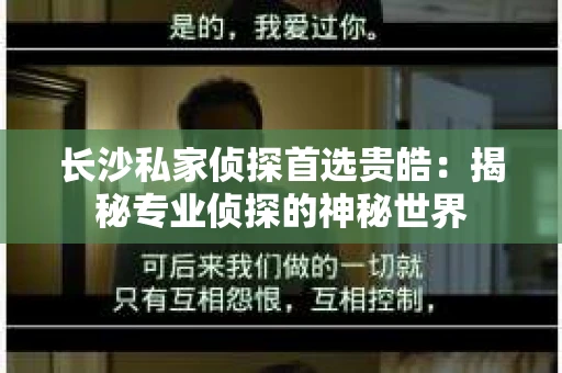 长沙私家侦探首选贵皓：揭秘专业侦探的神秘世界