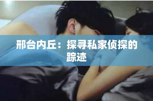 邢台内丘：探寻私家侦探的踪迹