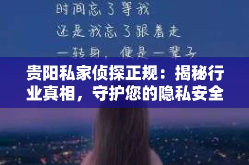 贵阳私家侦探正规：揭秘行业真相，守护您的隐私安全