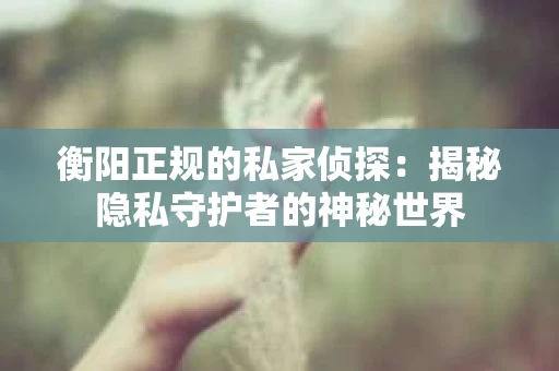 衡阳正规的私家侦探：揭秘隐私守护者的神秘世界