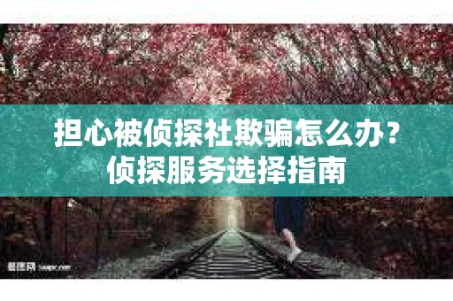 担心被侦探社欺骗怎么办？侦探服务选择指南